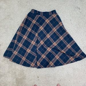 Blue Plaid Maxi Skirt